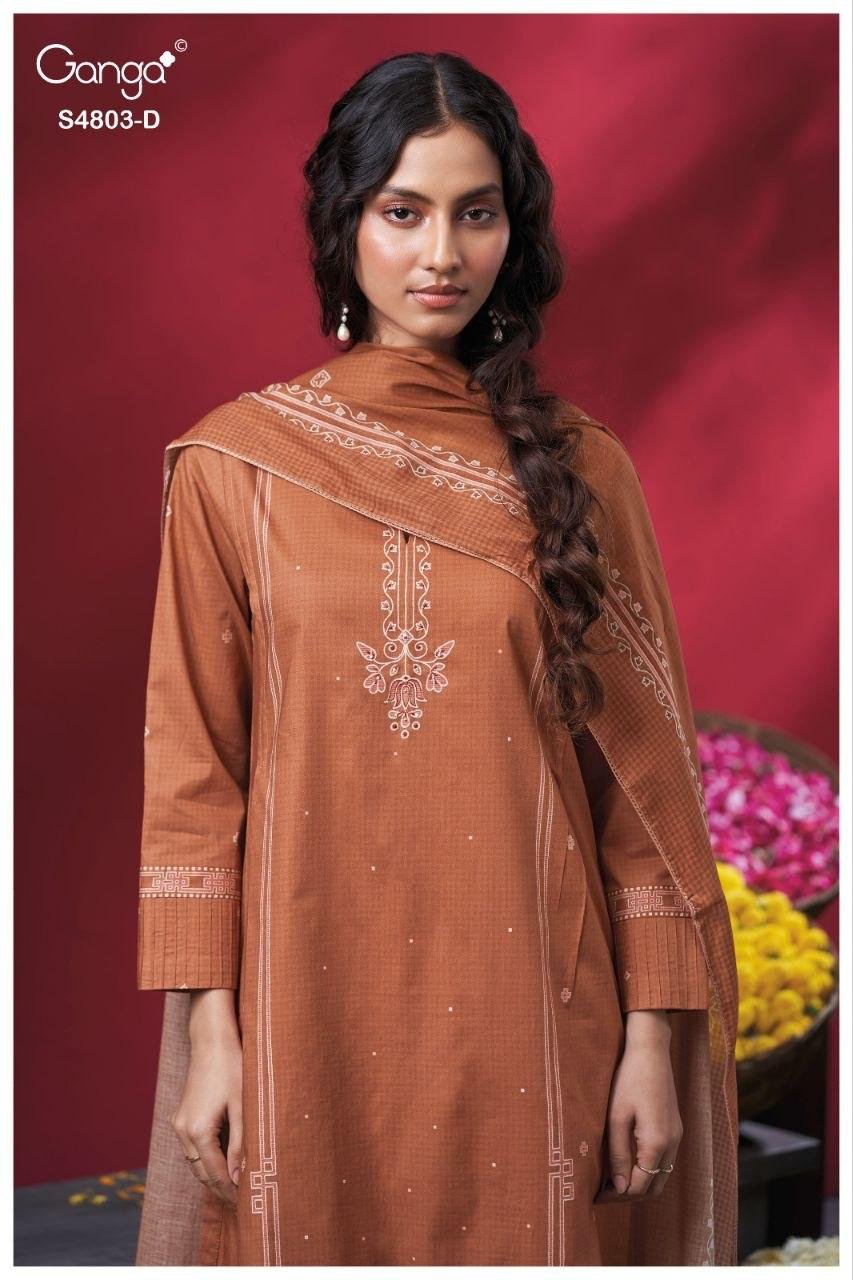 Ganga Nireya 4803 Cotton Printed Embroiderd Salwar Kameez Wholesale
