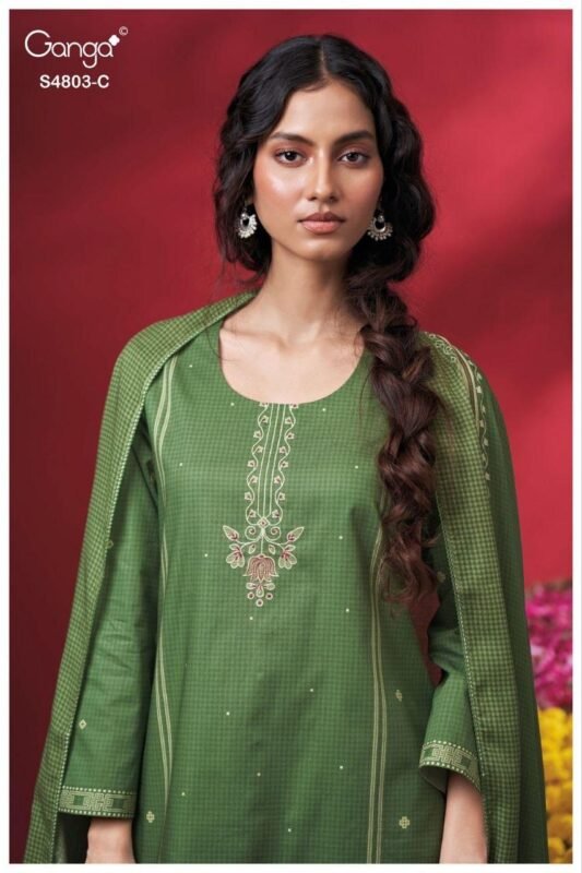 Launching Ganga Nireya 4803 Cotton Printed Embroiderd Salwar Kameez Wholesale 2026