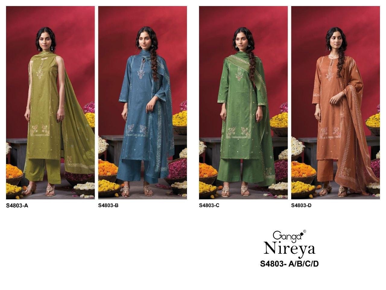 Ganga Nireya 4803 Cotton Printed Embroiderd Salwar Kameez Wholesale