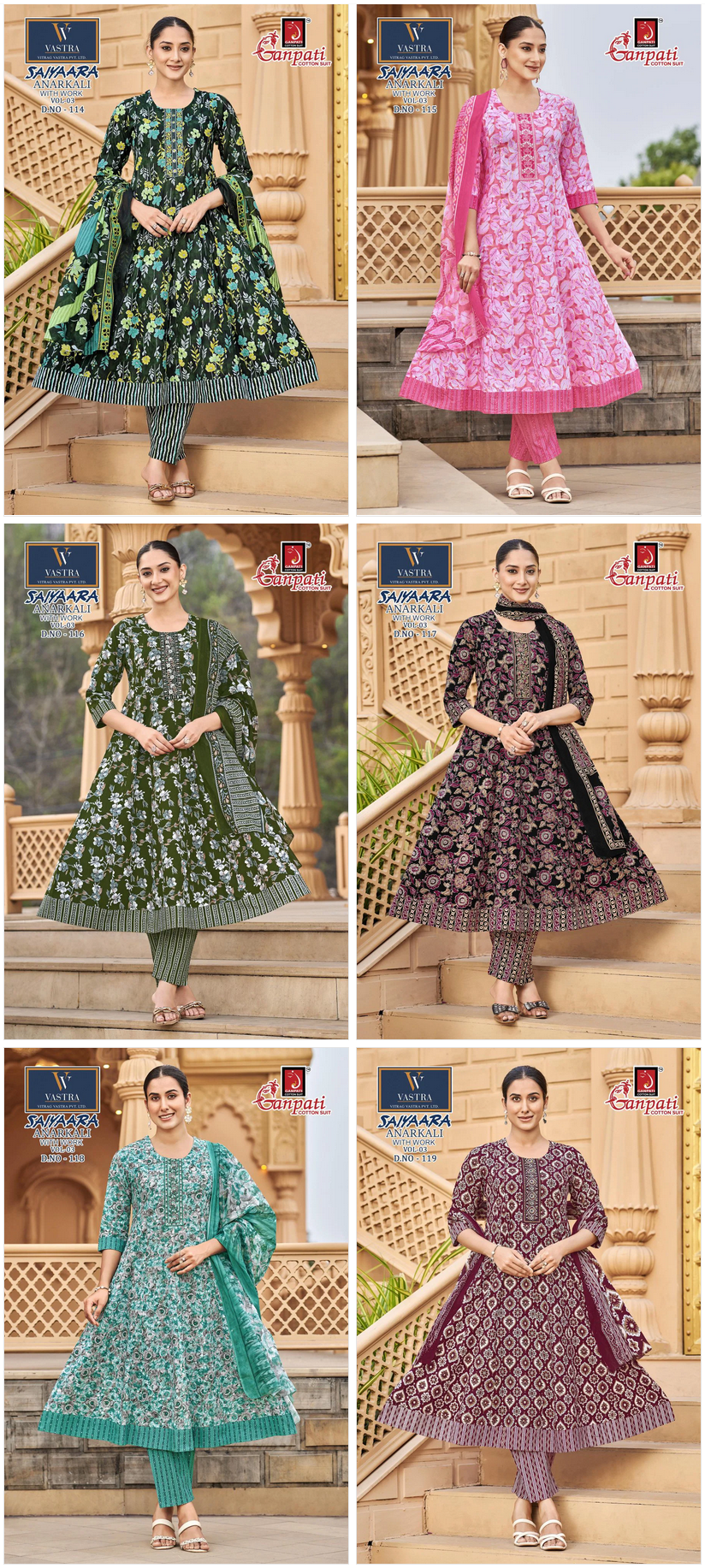 Latest Ganpati Saiyaara Vol 3 Readymade Cotton Anarkali Kurti Set Wholesale 2026
