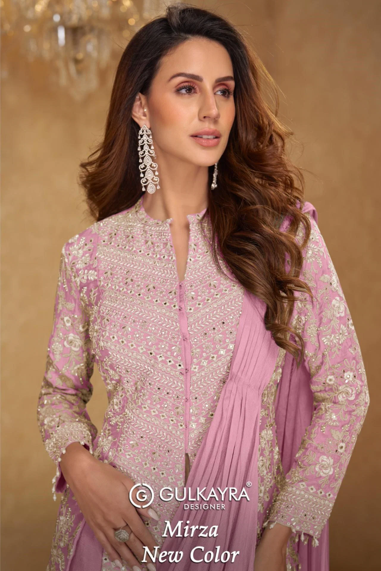 Gulkayra Mirza New Color Chinon With Embroidered Indo Western Collection Wholesale