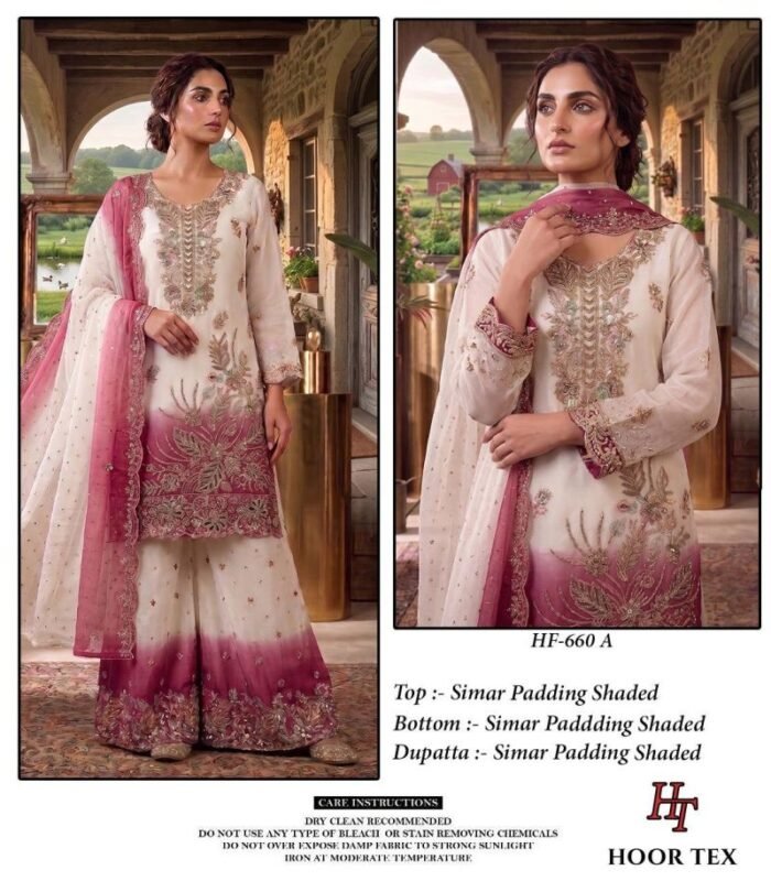 Stylish Hoor Tex 660 A To D  Simmar Pading sheded  Salwar Kameez Collection Wholesale 2026