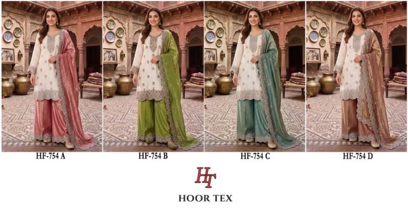 Launching Hoor Tex 754 A To D Fandy Embroidered Salwar Kameez Collection Wholesale 2026