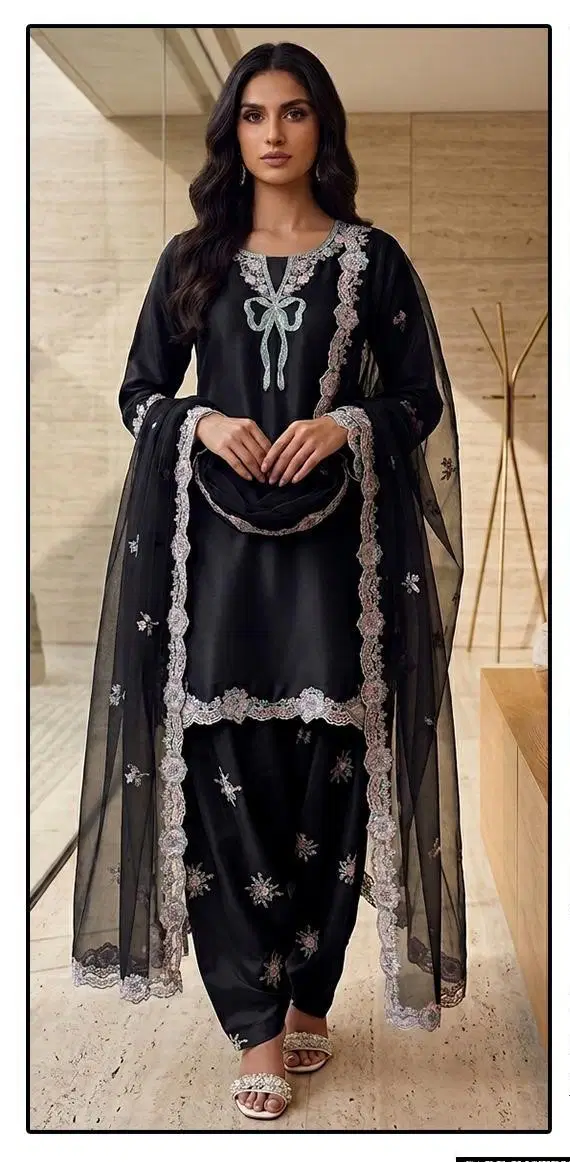 Hoor Tex 847 A To D Malai Satin Embroidered Salwar Kameez Collection Wholesale