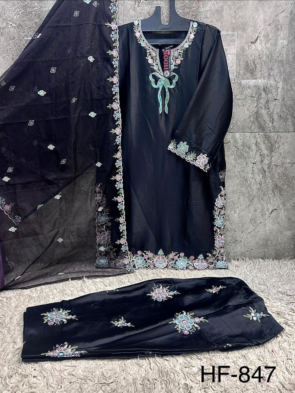 Latest Hoor Tex 847 A To D Malai Satin Embroidered Salwar Kameez Collection Wholesale 2026