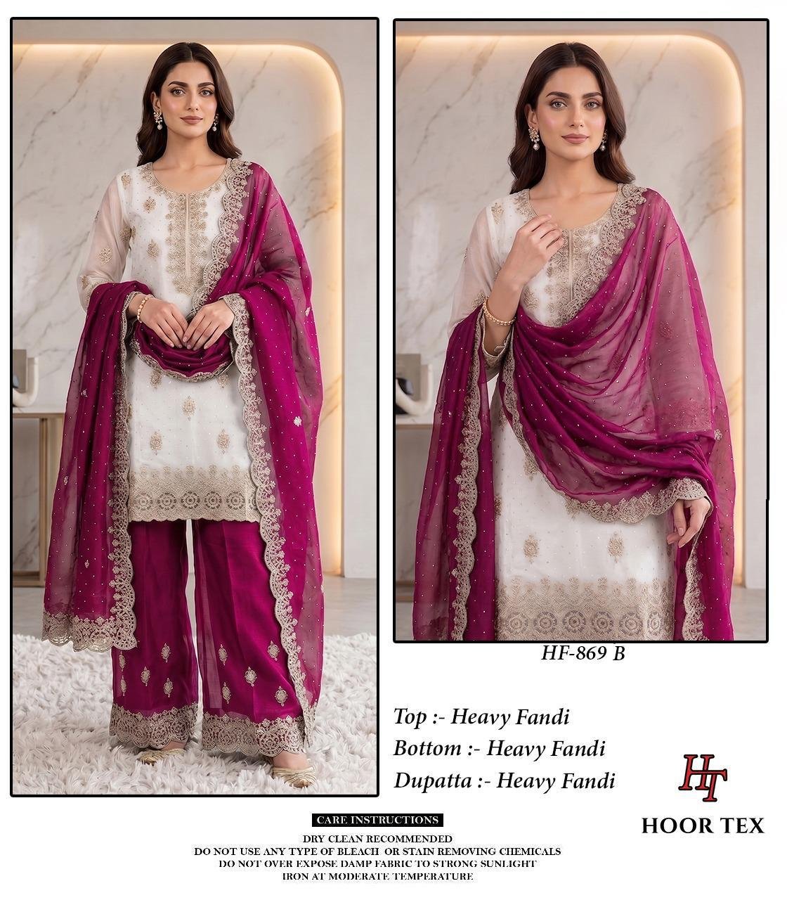 Stylish Hoor Tex 869 A To D Fandy Embroidered Salwar Kameez Collection Wholesale 2026