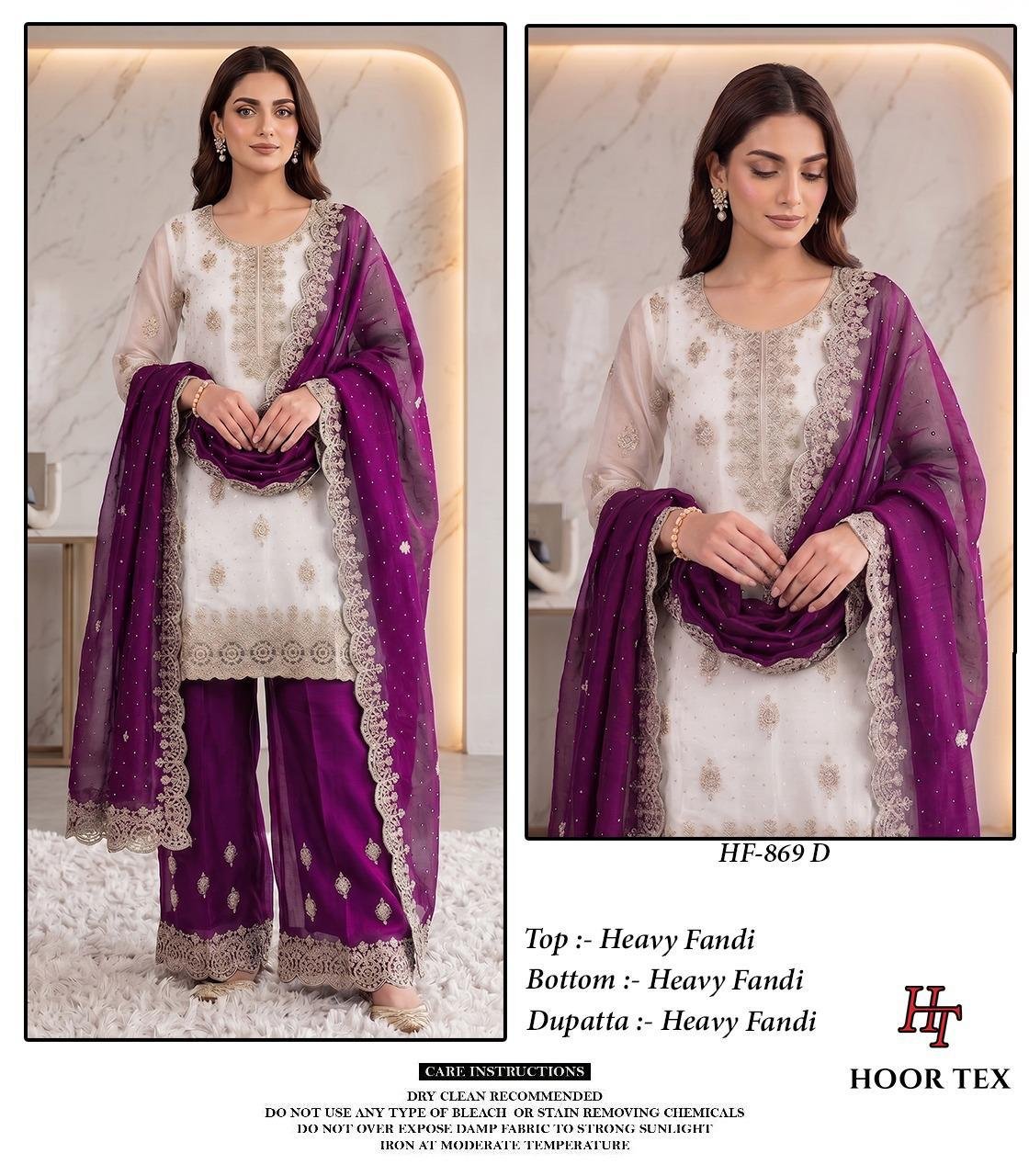 Stylish Hoor Tex 869 A To D Fandy Embroidered Salwar Kameez Collection Wholesale 2026