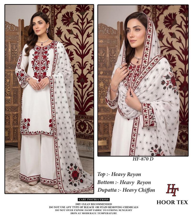 Stylish Hoor Tex 870 A To D Reyon Embroidered Salwar Kameez Wholesale 2026