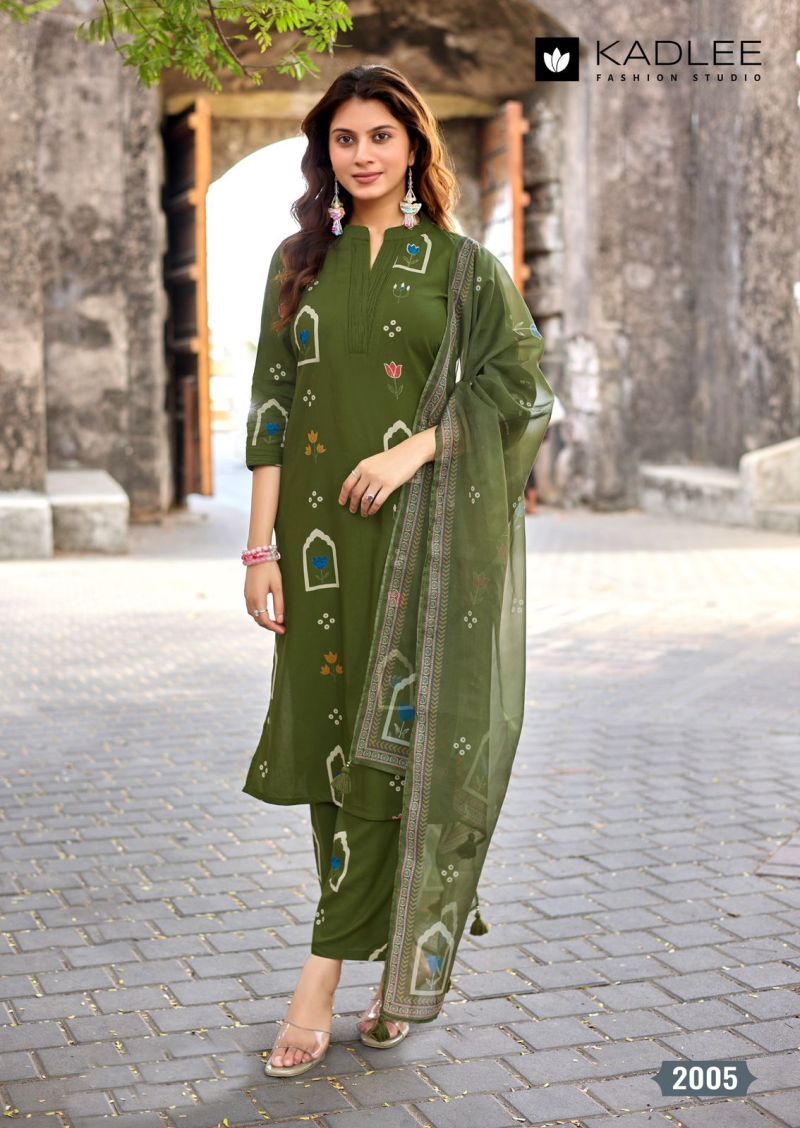 Buy Kadlee Classy Look Rayon Printed Kurti With Bottom Dupatta Wholesale 2026