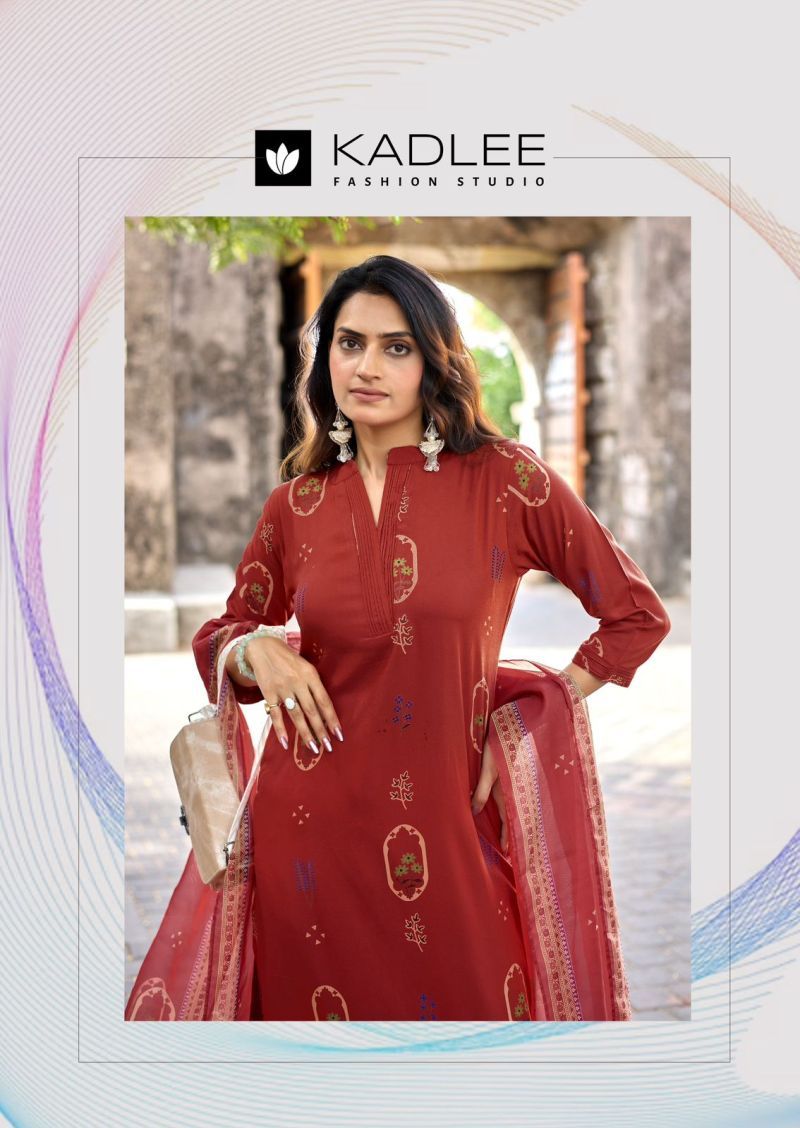 Buy Kadlee Classy Look Rayon Printed Kurti With Bottom Dupatta Wholesale 2026