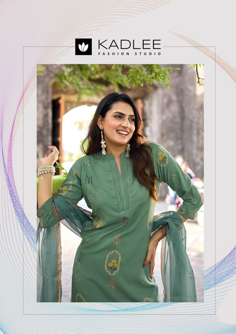 Buy Kadlee Classy Look Rayon Printed Kurti With Bottom Dupatta Wholesale 2026