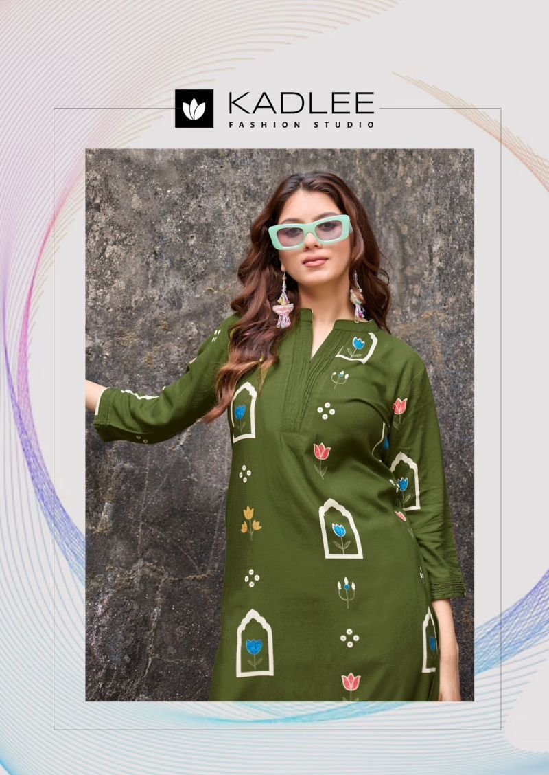 Buy Kadlee Classy Look Rayon Printed Kurti With Bottom Dupatta Wholesale 2026