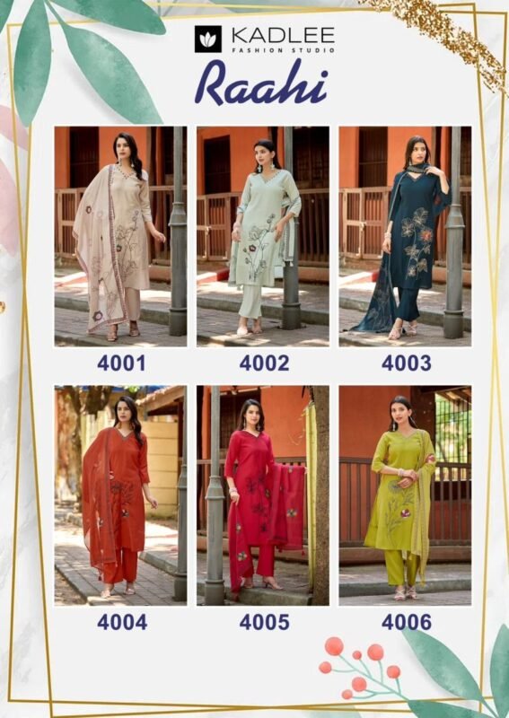 Latest Kadlee Raahi Roman Silk Handwork Kurti With Bottom Dupatta Wholesale 2026