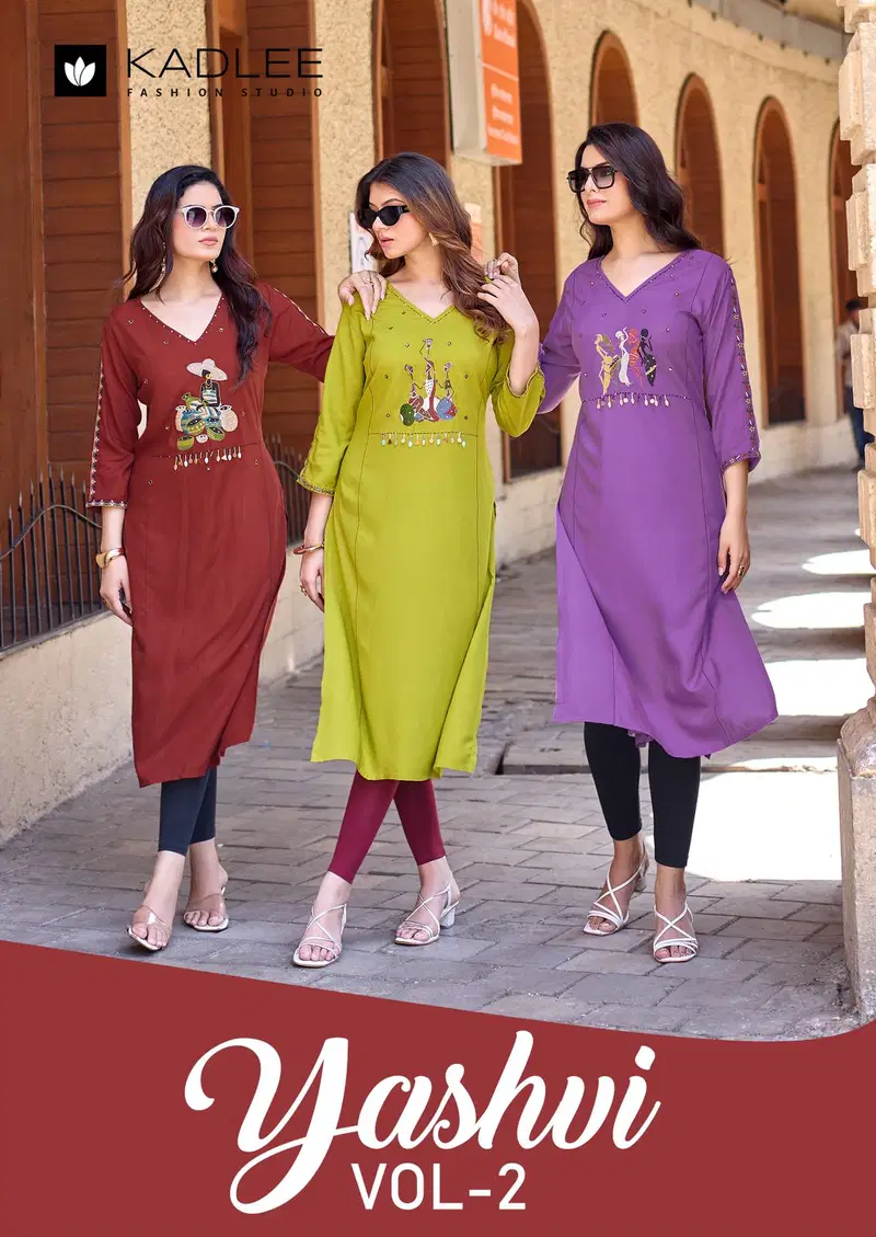 Kadlee Yashvi Vol 2 Rayon Thread Worked Kurti Collection Wholesale