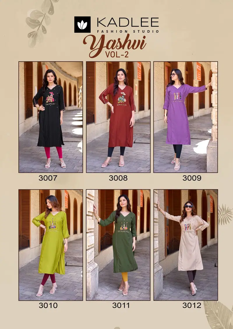 Beautiful Kadlee Yashvi Vol 2 Rayon Thread Worked Kurti Collection Wholesale 2026