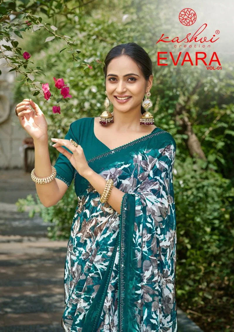 Kashvi Evara Vol 1 Georgette With Embroidery Saree Collection Wholesale