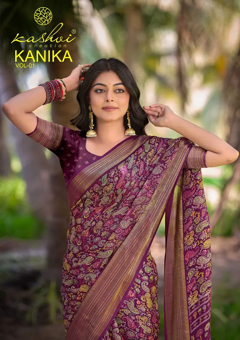 Kashvi Kanika Vol 1 Marshmello Silk With Zari Border Work Saree Wholesale