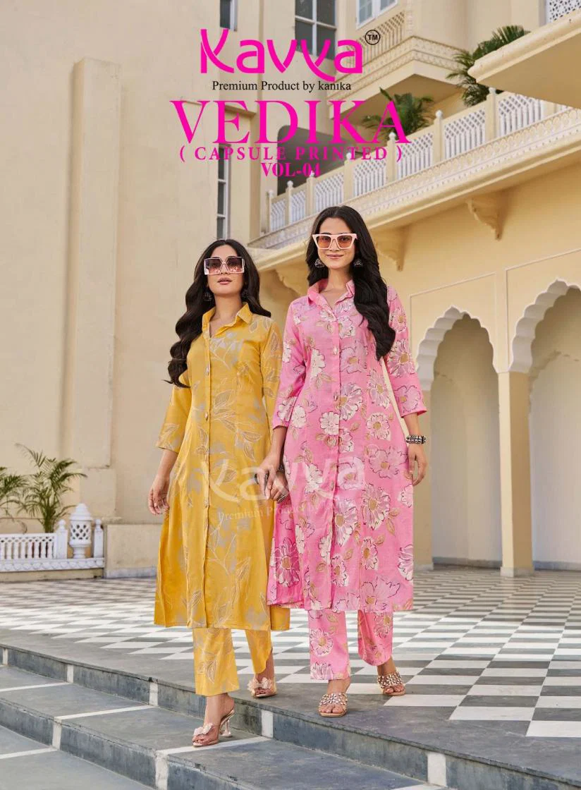 Kavya Vedika Vol 04 Capsule Foil Printed Kurti With Bottom Collection Wholesale