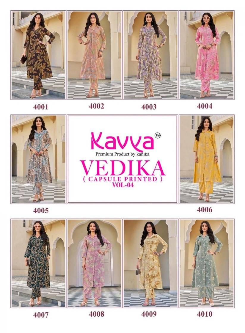 Latest Kavya Vedika Vol 04 Capsule Foil Printed Kurti With Bottom Collection Wholesale 2026