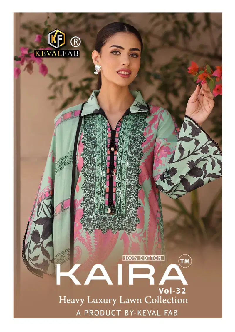 Keval Kaira Vol 32 Lawn Cotton Karachi Dress Material Collection Wholesale