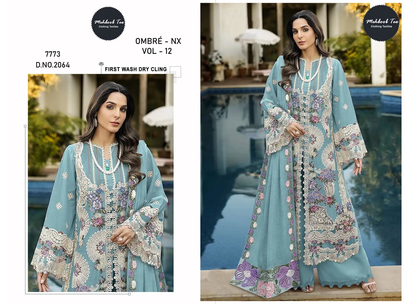 Mehboob Tex Ombre Nx Vol 12 Cambric Cotton Embroidered Salwar Kameez Collection Wholesale