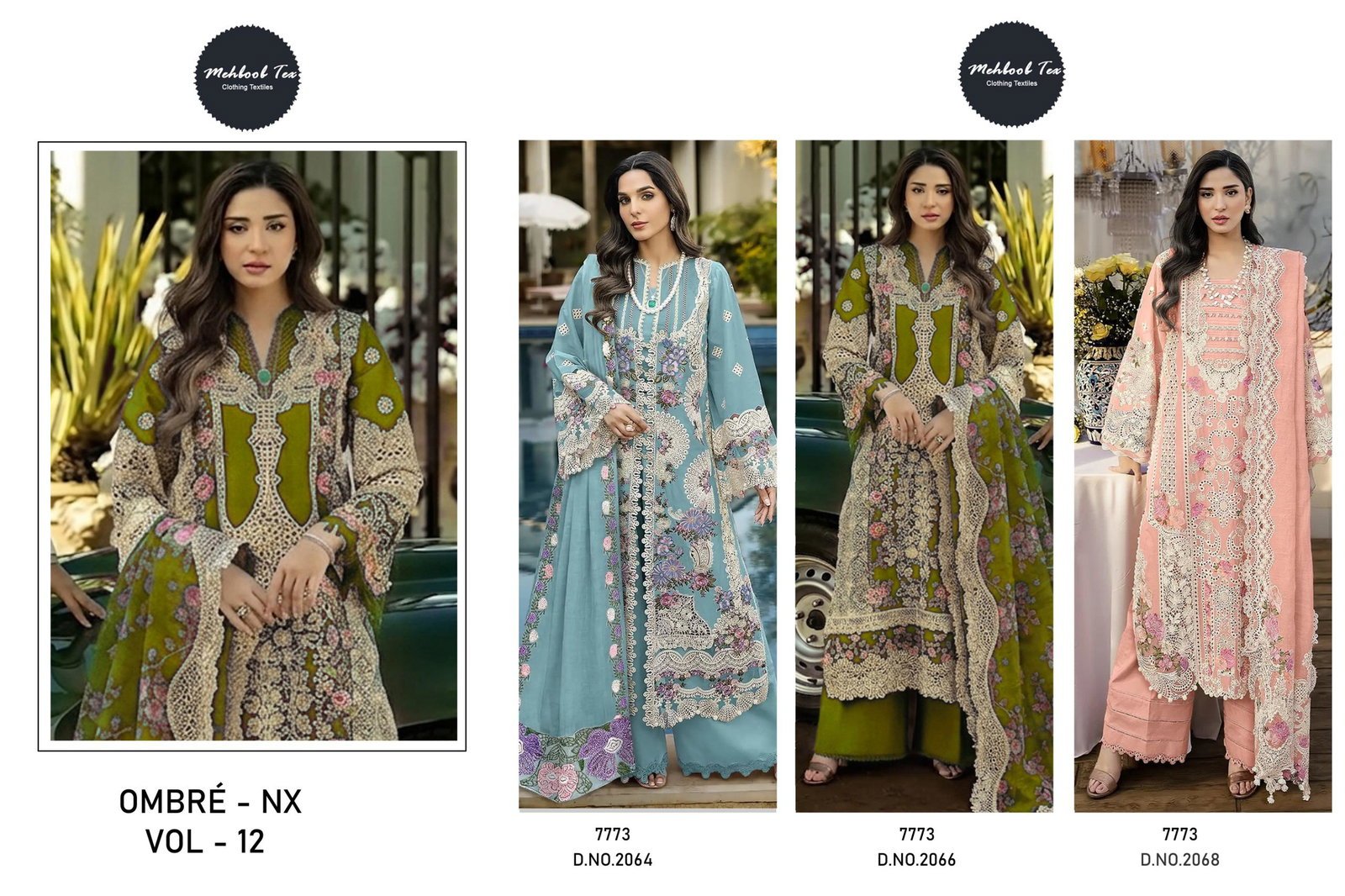 Mehboob Tex Ombre Nx Vol 12 Cambric Cotton Embroidered Salwar Kameez Collection Wholesale