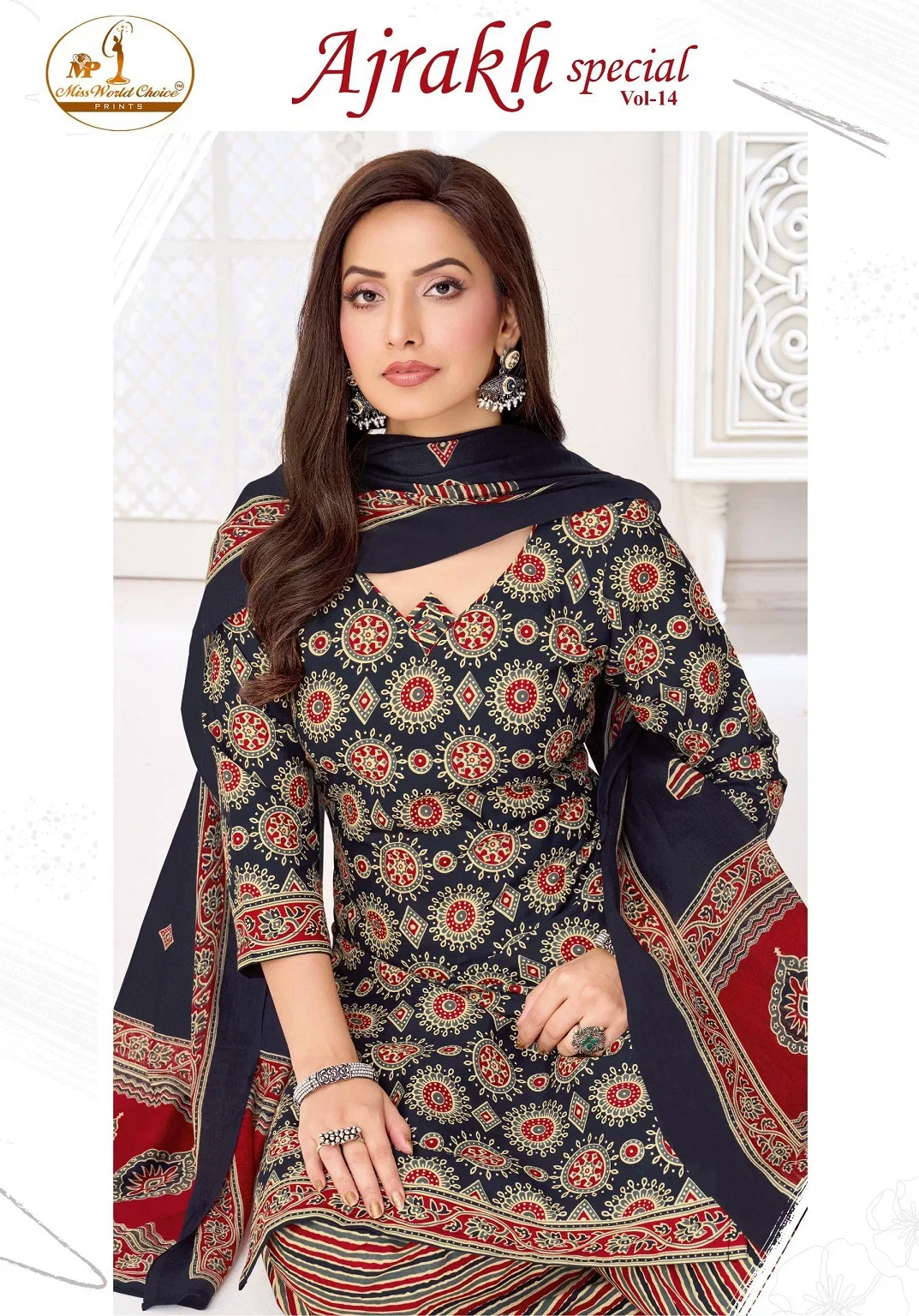 Miss World Ajrakh Vol 14 Readymade Cotton Patiyala Dress Collection Wholesale