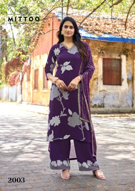 Stylish Mittoo Natasha Rayon Printed Kurti With Bottom Dupatta Wholesale 2026