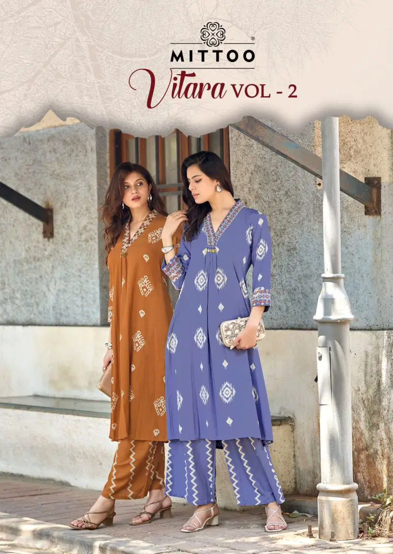 Mittoo Vitara Vol 2 Rayon Printed Kurti With Bottom Collection Wholesale