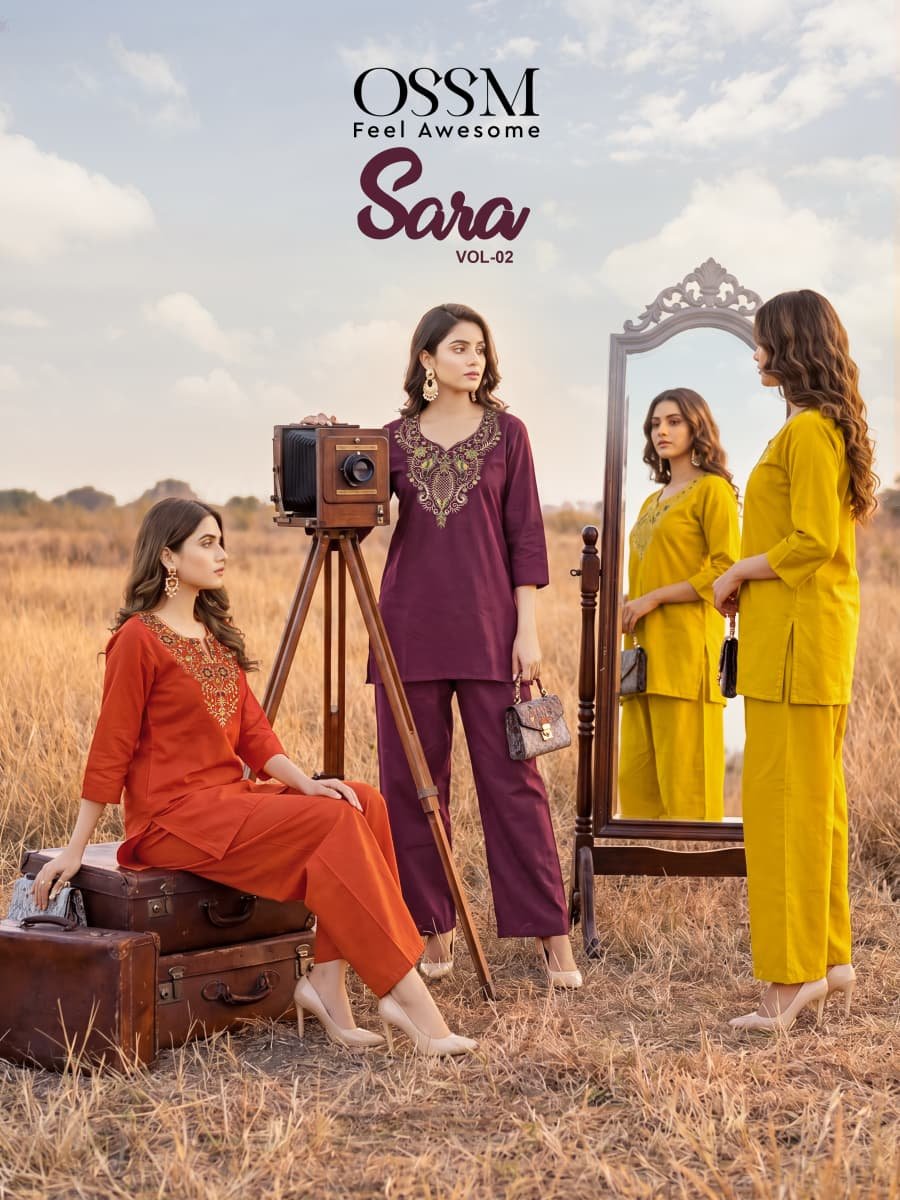 Ossm Sara Vol 2 Dhabu Cotton Embroidered Co Ord Set Collection Wholesale