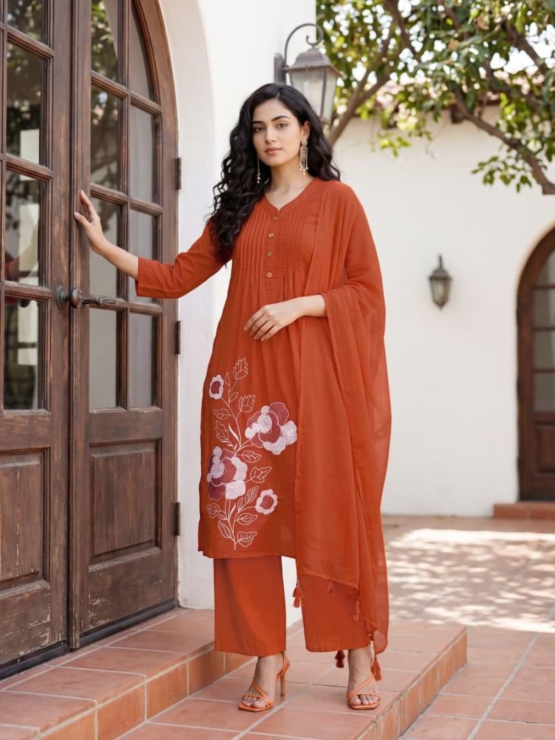 Launching Ossm Sargam Cotton Embroidered Kurti With Bottom Dupatta Wholesale 2026