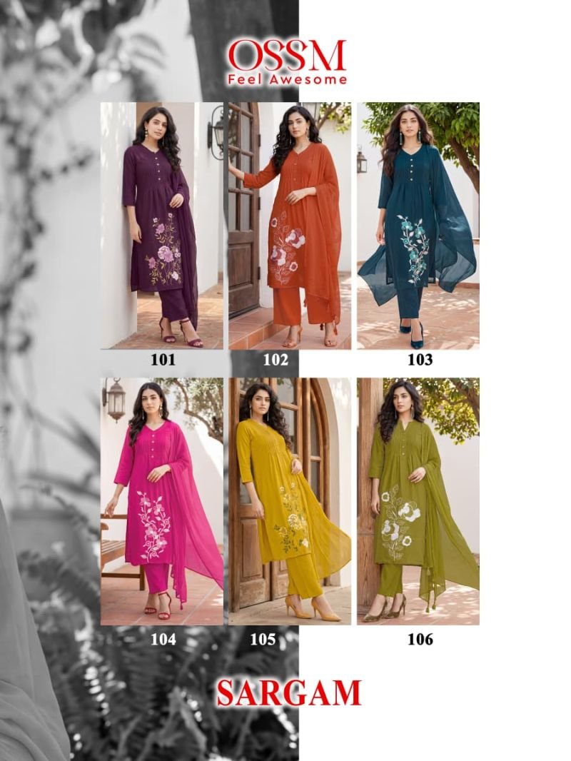 Launching Ossm Sargam Cotton Embroidered Kurti With Bottom Dupatta Wholesale 2026