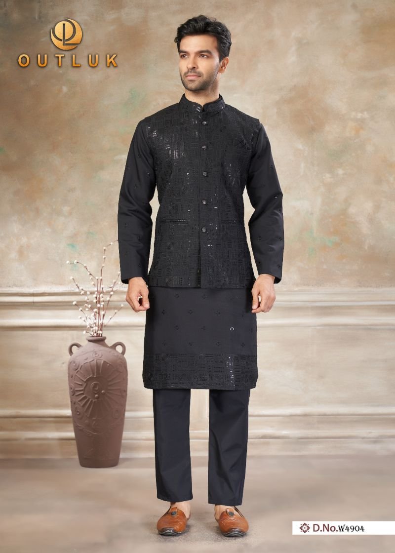 Buy Outluk Wedding 49 Viscos Embroidery Worked Kurta With Koti Pajama Collection Wholesale 2026