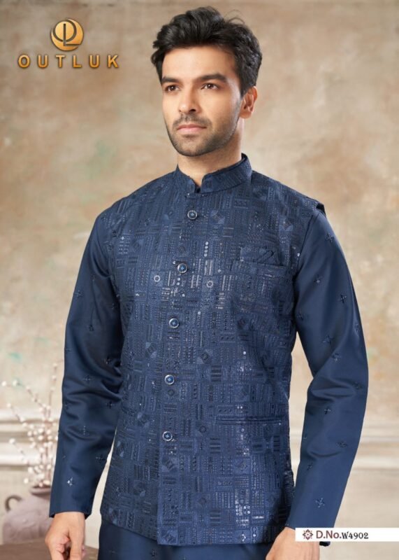 Buy Outluk Wedding 49 Viscos Embroidery Worked Kurta With Koti Pajama Collection Wholesale 2026
