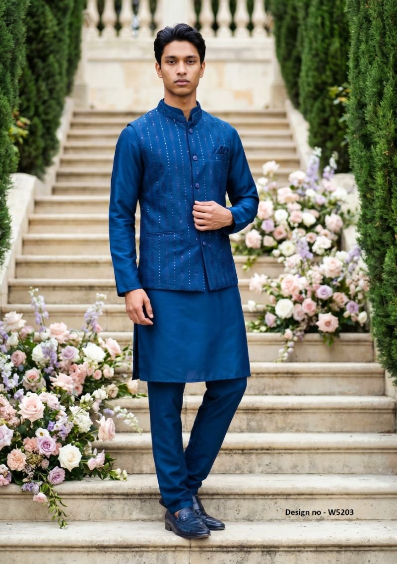 Stylish Outluk Wedding 52 Satin Silk Embroidered Kurta With Koti Pajama Collection Wholesale 2026