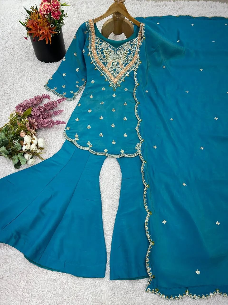 Launching Sabina 852 Simar Silk Embroidery Trending Party Wear Designer Top Gharara 2026