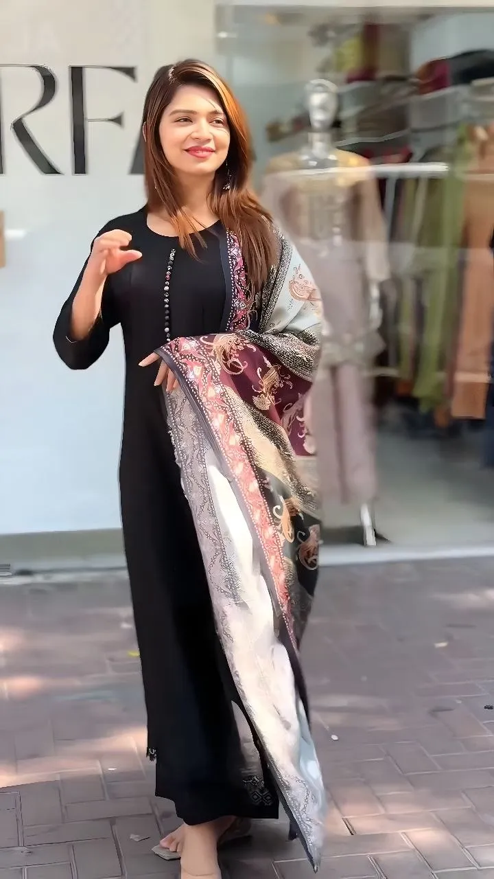 Zarin 90 Maslin Cotton Printed Festival Gown Pant Dupatta Set