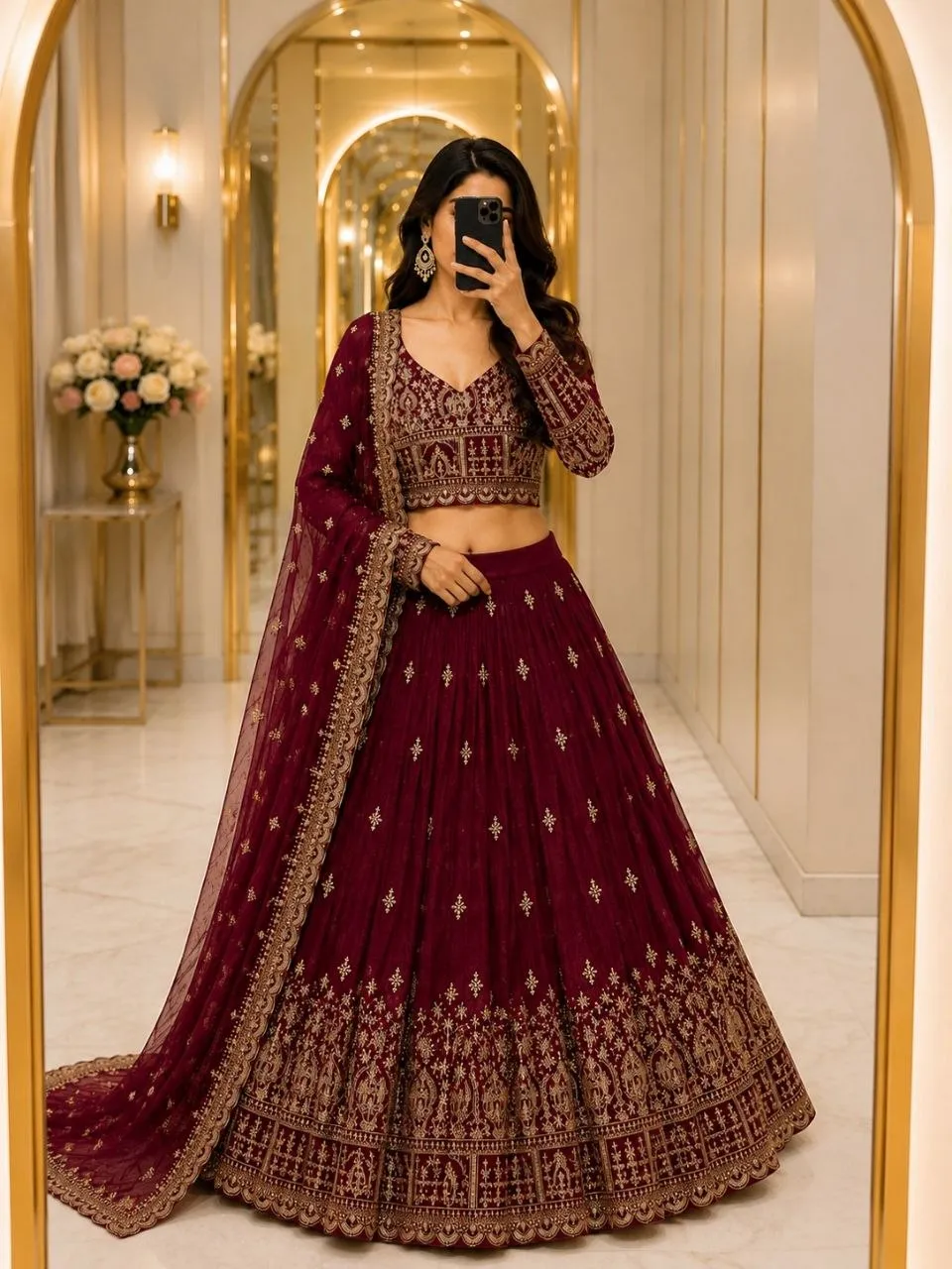 Zarin Vanita Vichitra Silk Embroidery Work Wedding Wear Lehenga Choli