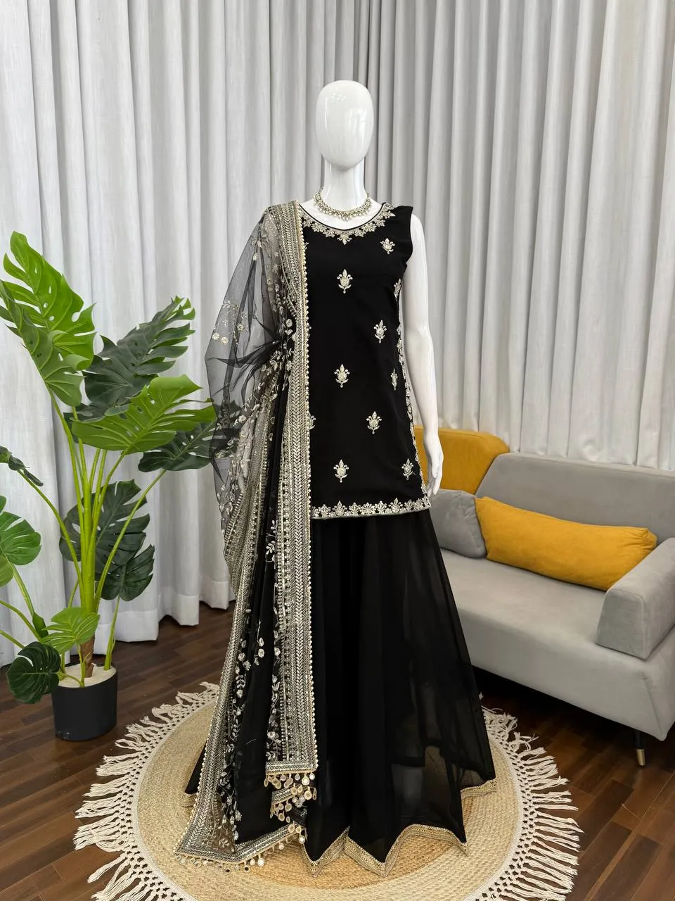Deepika 1594 Georgette Sequnce Work Designer Party Wear Sharara Suit