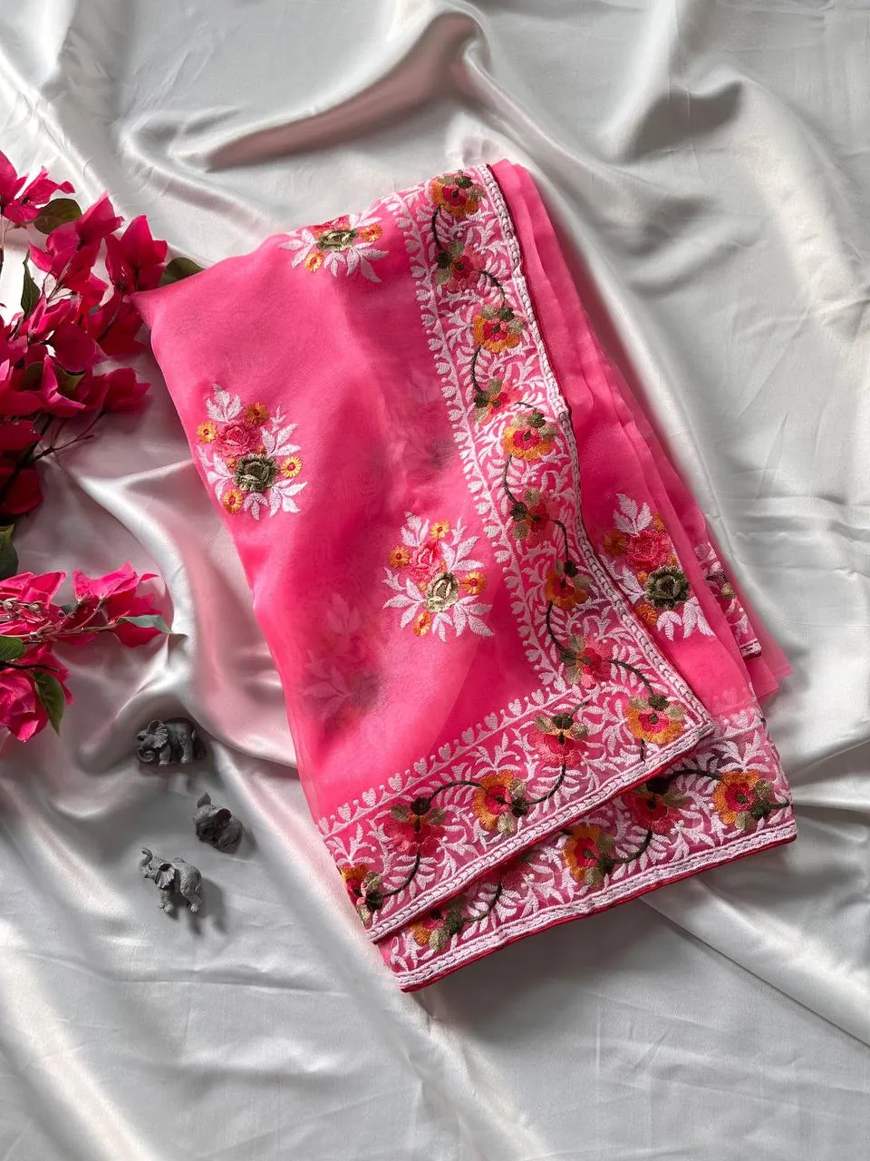 MHV Nagma Organza Silk Embroidery Party Wear Saree
