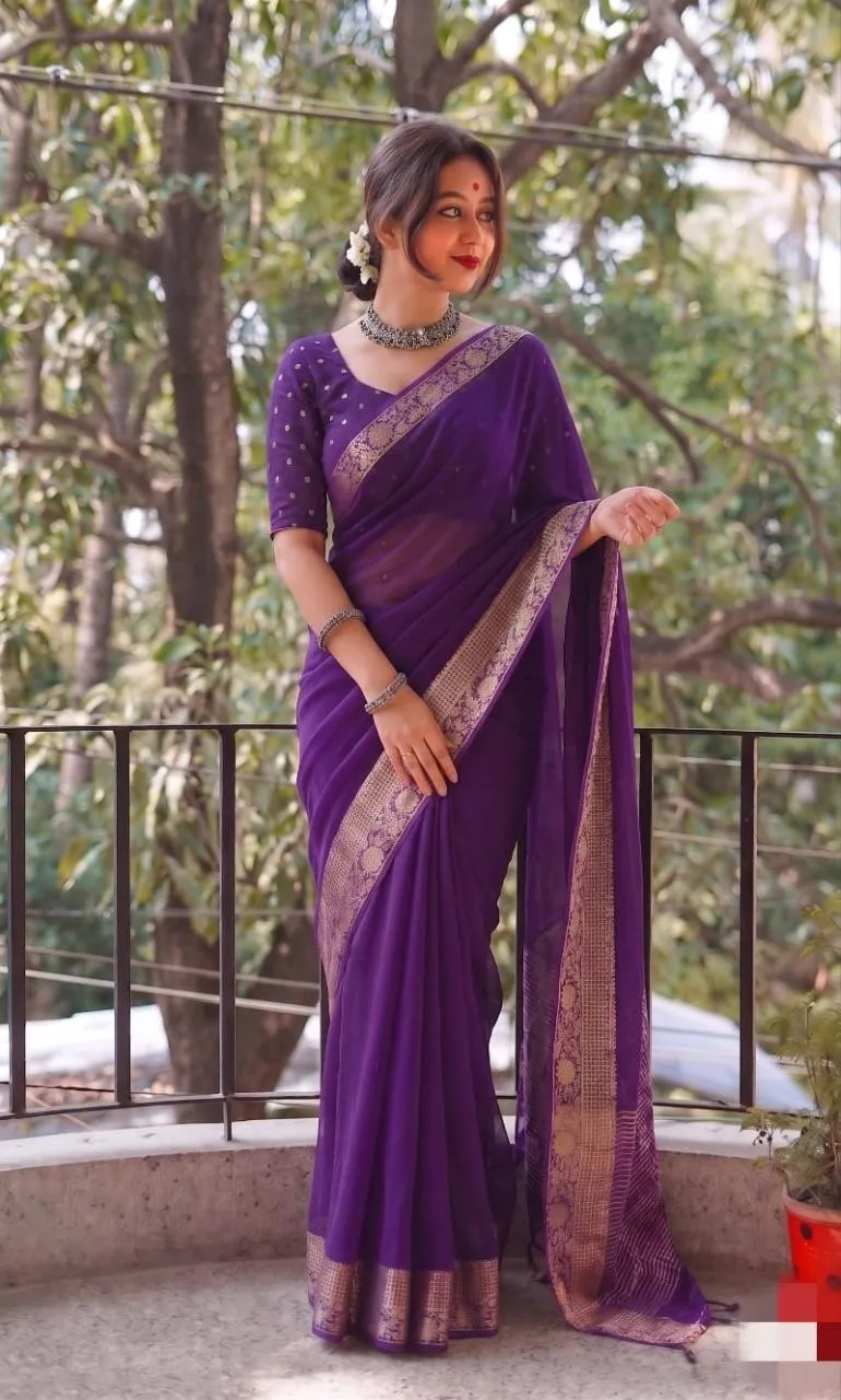 RGS Arrival Viscose Chinon Jacquard Work Daily Wear Saree