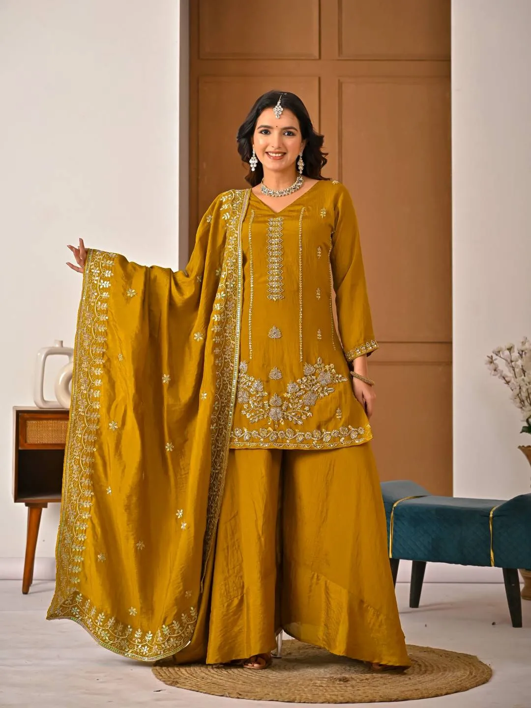 NFD 5064 Vichitra Hand Work Designer Party Wear Sharara Suit