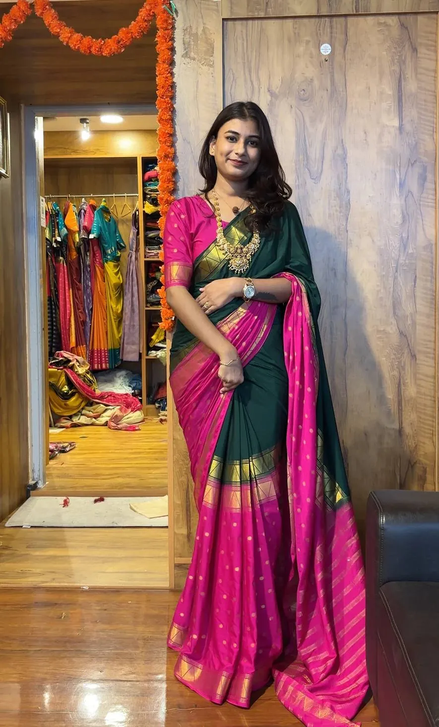 Beautiful SGT 237 Mysore Silk Jacquard Work Zip Gown Saree Supplier in Surat 2026