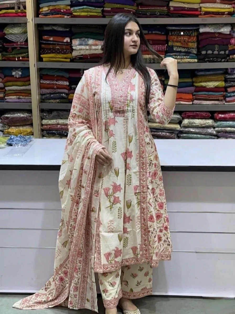 Yasu Gulab Cotton Hand Work Readymade Dress Supplier in Surat