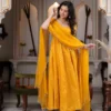 Deepika Chanderi Jacquard Butti Work Anarkali Gown Pant Set
