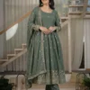 NFD 5065 Crunchy Silk Sequence Embroidery Work Anarkali Readymade Dress