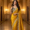 WMS Satin Elephant Embroidery Theard Work Raksha Bandha Saree