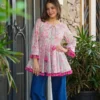 FFD Rayon Slub Printed Pink Daily Wear Top Collection