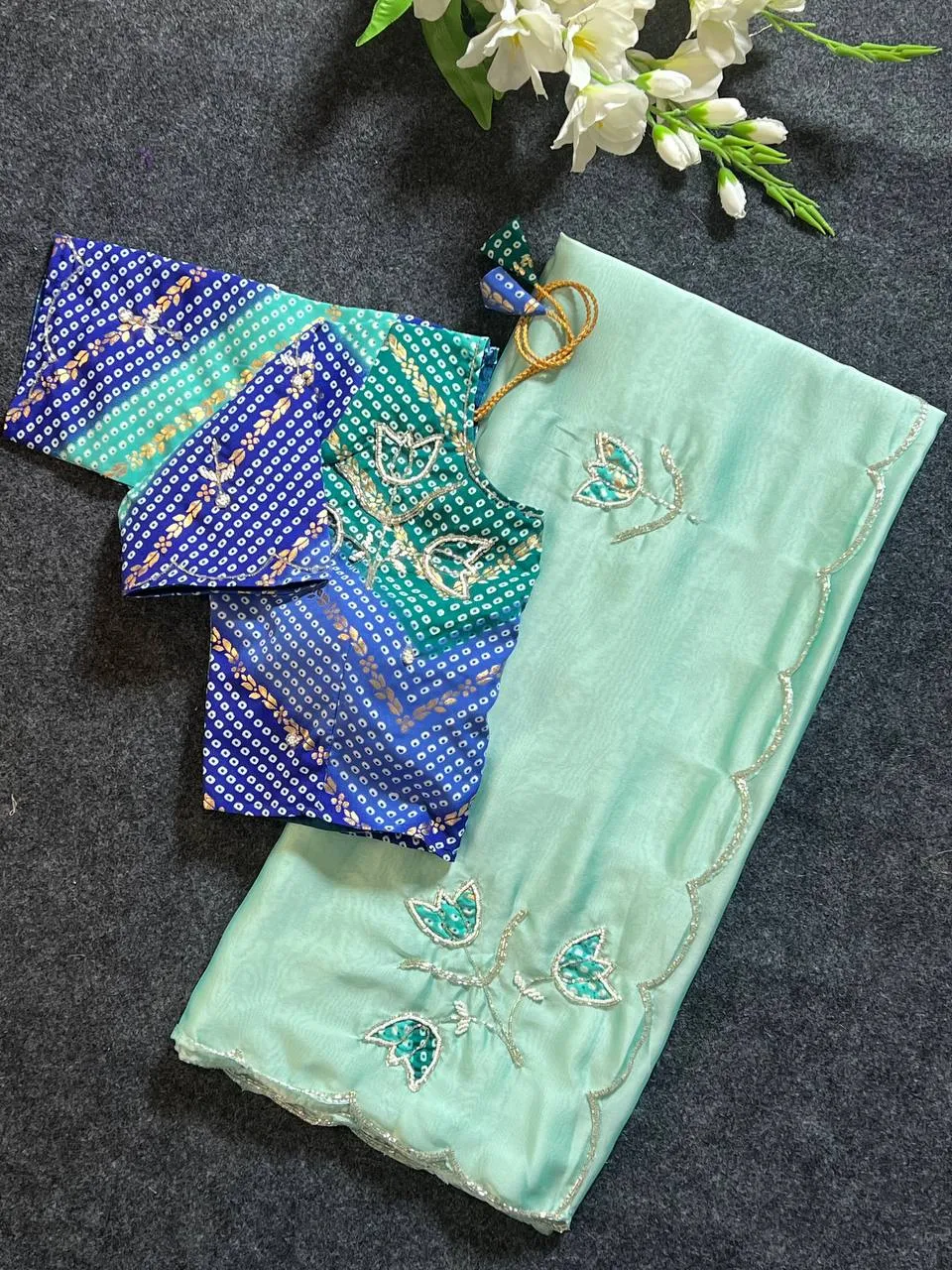 WMS Rangoli Silk Bandhej Printed Hand Work Saree Collection