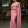 WMS Organza Flower Printed Party Wear Saree